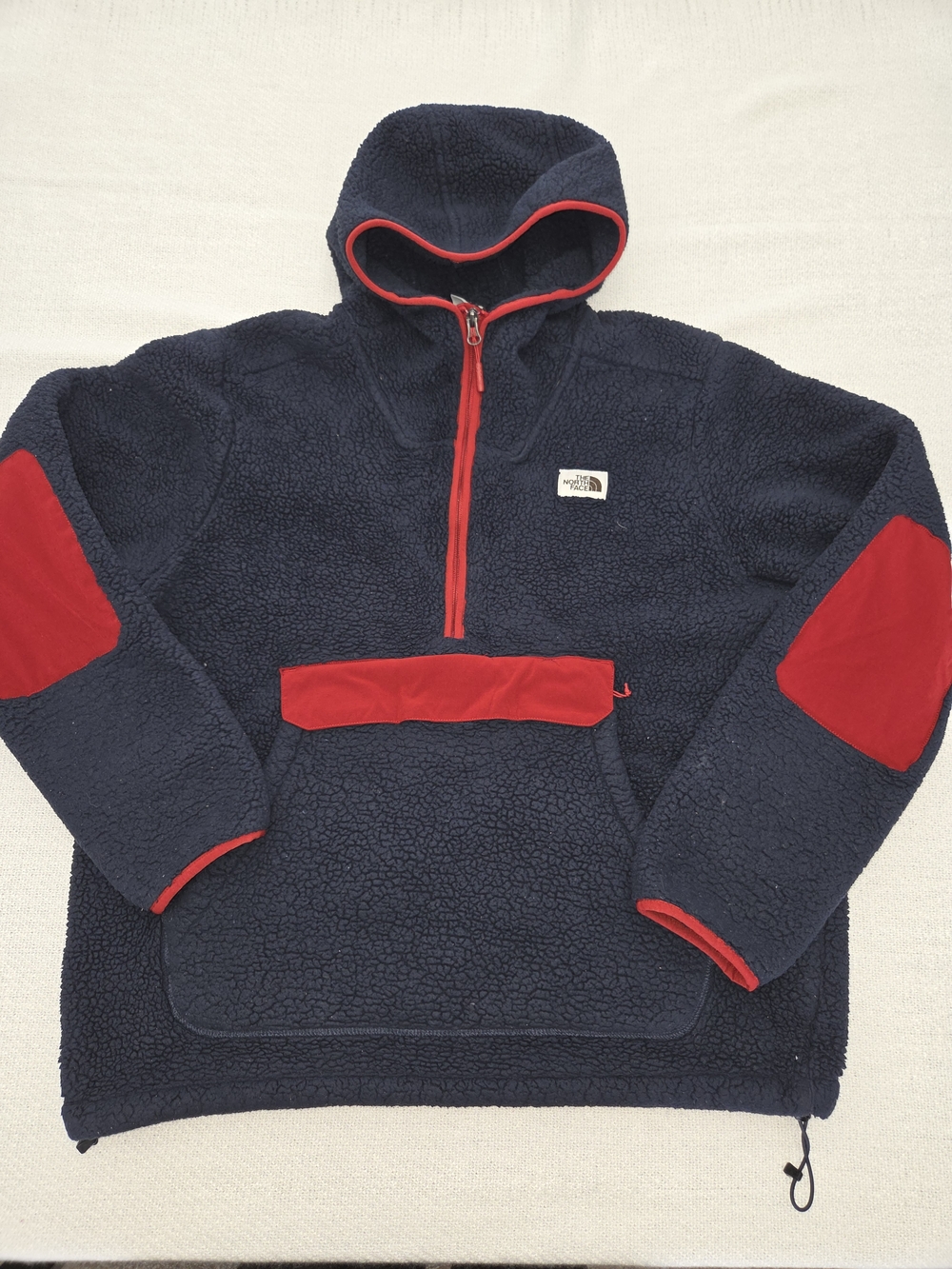 The North Face Navy Sherpa Half-Zip Hoodie with Red Accents